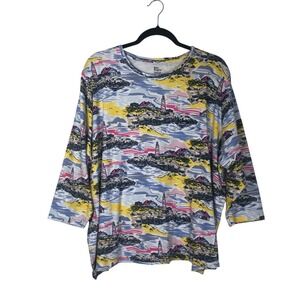 Kim Rogers Perfectly Soft 100% Cotton Lighthouse Seascape Size 2X Nautical Beach